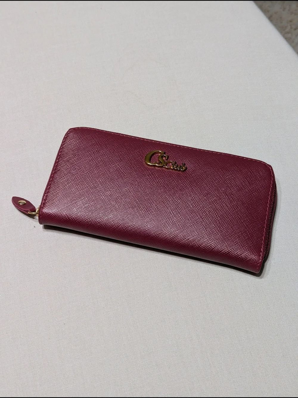 Carmen Steffens Zip-Around Leather Wallet in Deep Berry